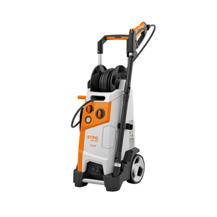 Orange and white pressure washer on a clean white background